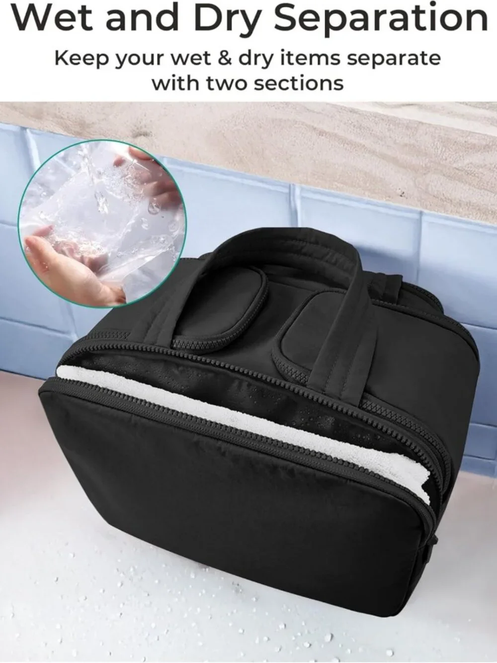 Lightweight Travel Toiletry Bag - Large Wide-Open Makeup Organizer with Handle
